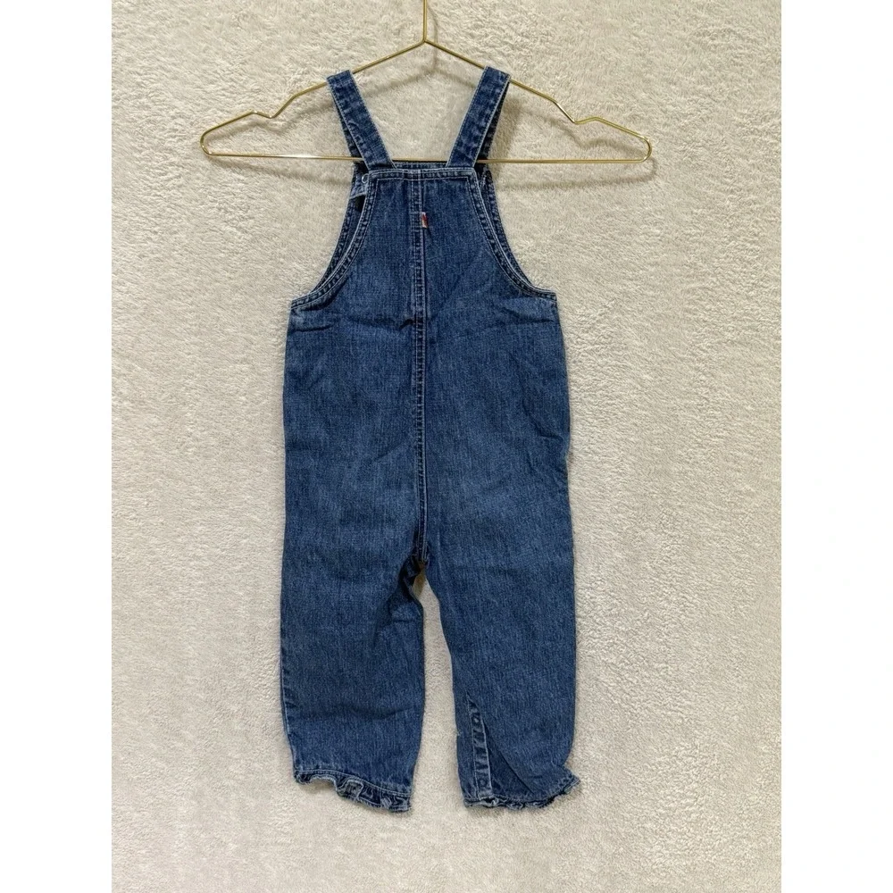 VTG‎ 2002 Gymboree Poppies Girls 3T Denim Jean Overall Romper Embroidered Flower